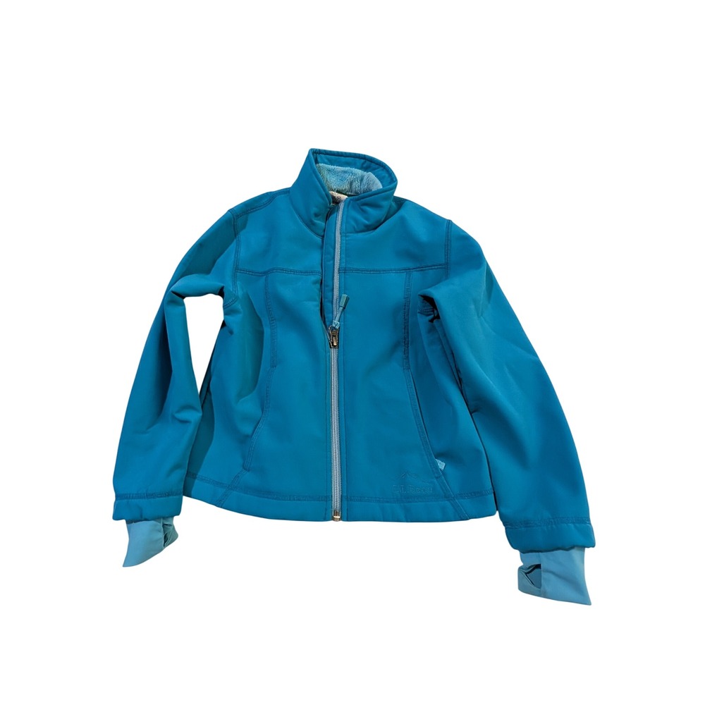 LL Bean Kids Blue Softshell Fleece Lined Jacket Full Zip Size S 4 294019